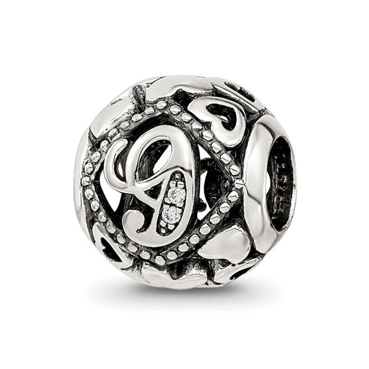 Sterling Silver Reflections CZ Letter G Bead