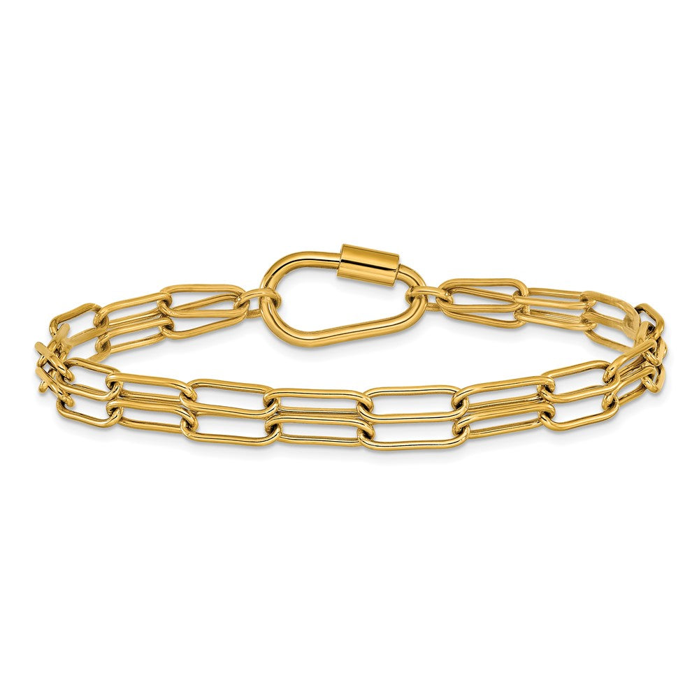 Chisel Stainless Steel Polished Yellow IP-plated Two-Strand 8 inch Paperclip Link Bracelet 8 inches