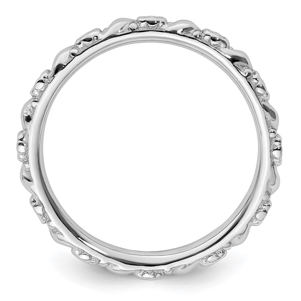 Sterling Silver Stackable Expressions Rhodium-plated Polished Flower Ring Size -9