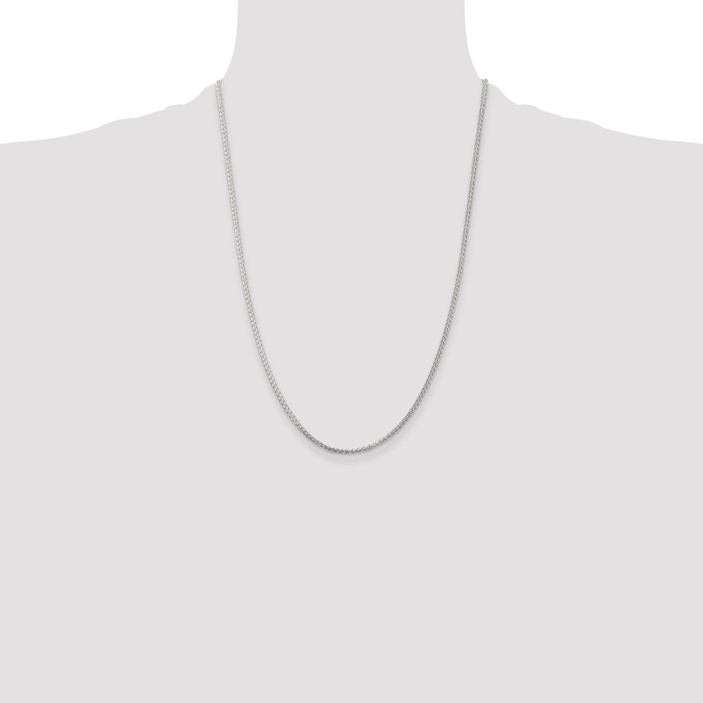 Sterling Silver Rhodium-plated 1.75mm Round Spiga Chain 24 Inches