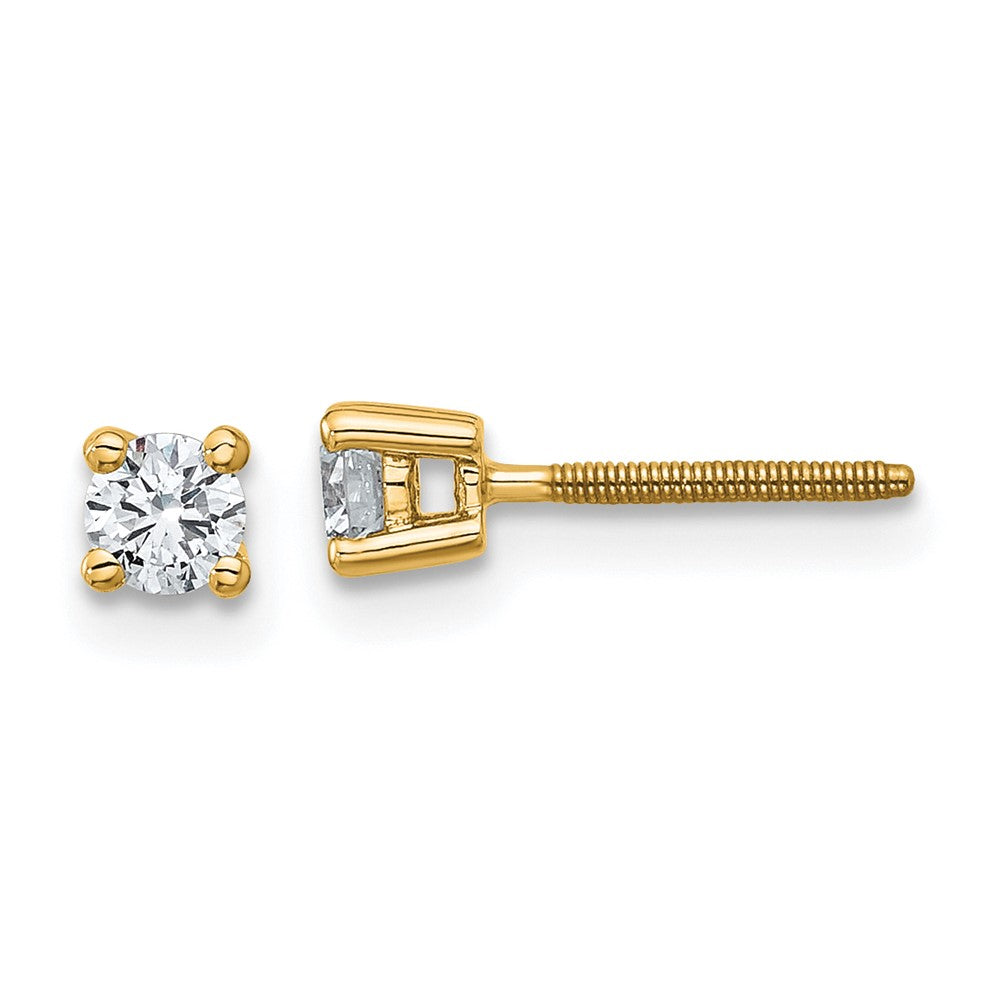 14k Yellow Gold 1/4 ctw Lab Grown Diamond VS+ F+ Round 4 Prong Heavy Wt. Screwback Stud Earrings