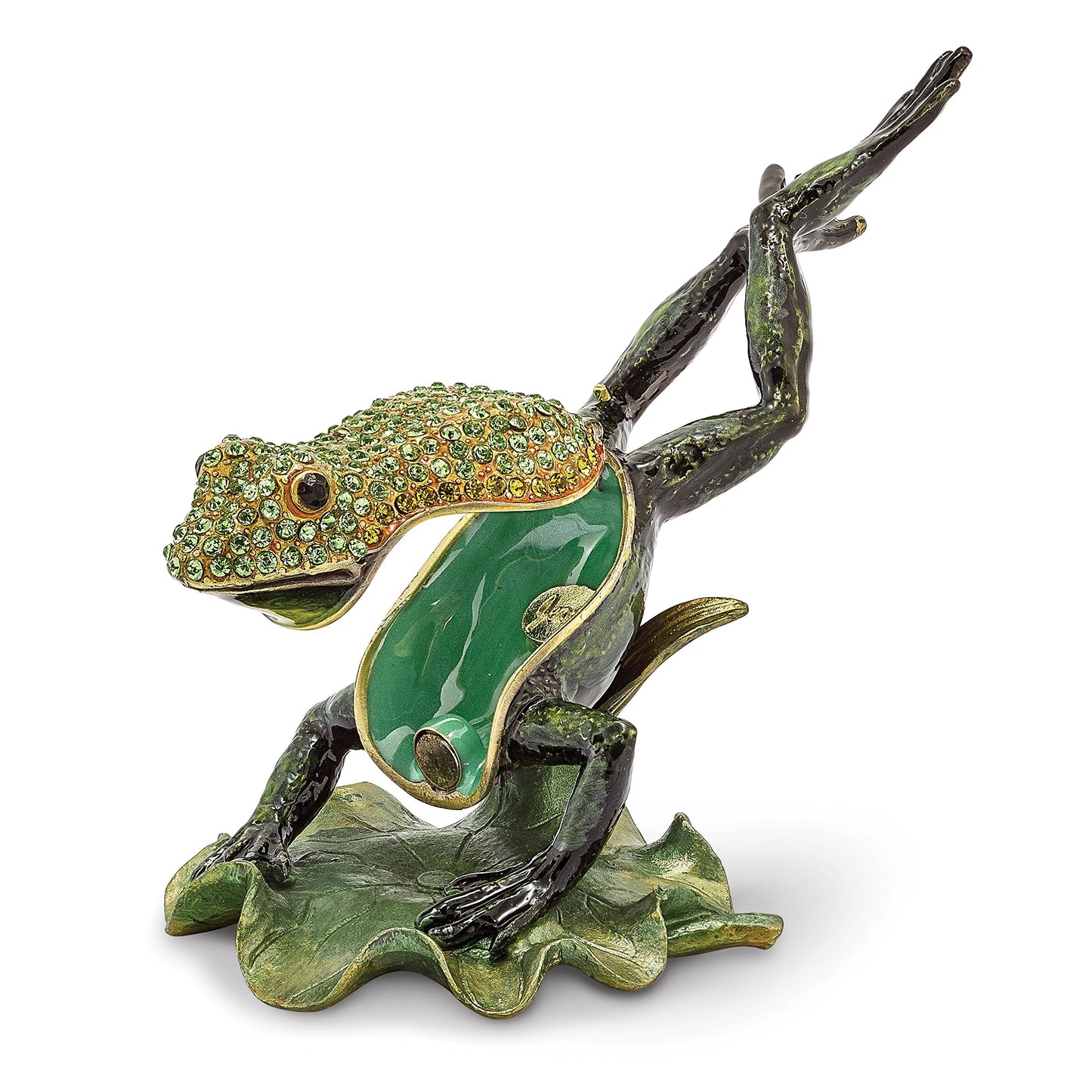 Pewter Enamel Diving Frog Trinket Box
