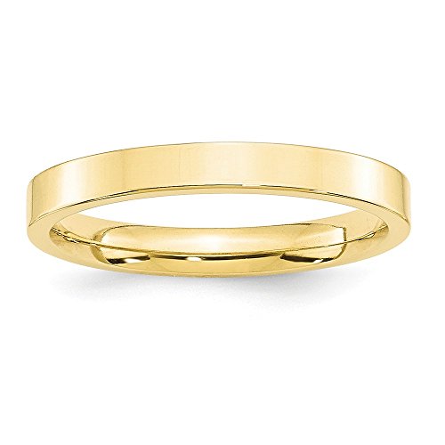 Primal Gold 10 Karat Yellow Gold 3mm Standard Flat Comfort Fit Band Size 5