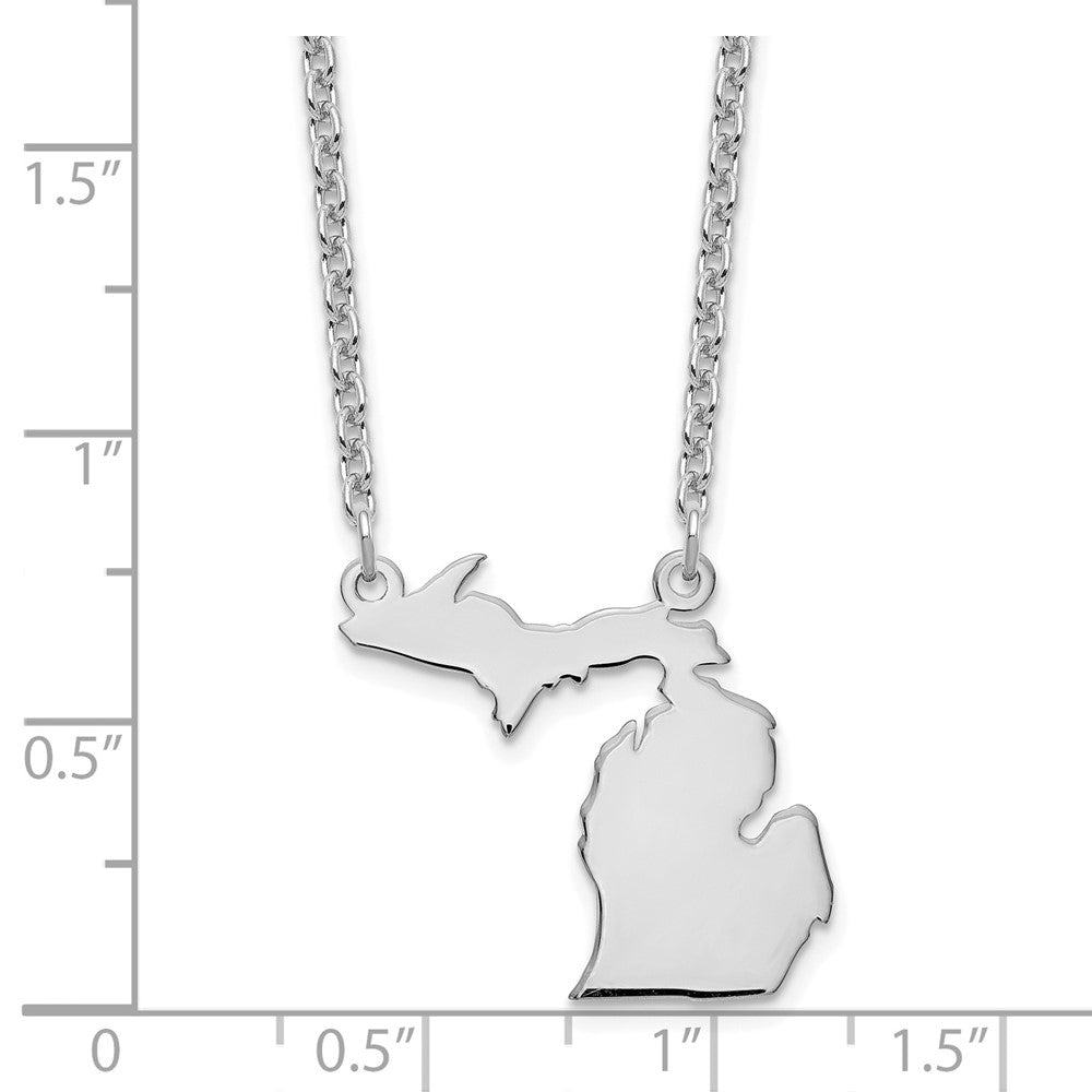 Sterling Silver/Rhodium-plated Michigan State Necklace