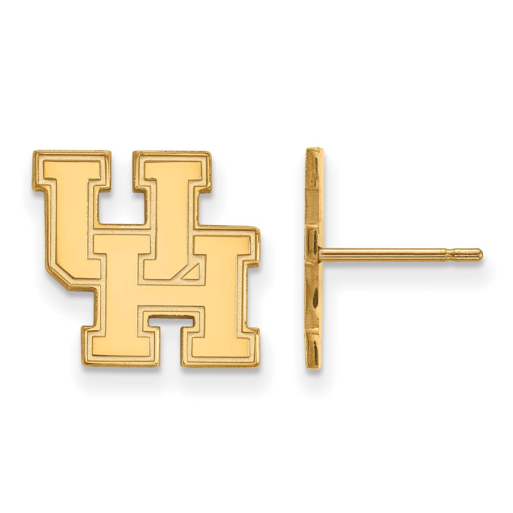 Sterling Silver Gold-plated LogoArt University of Houston U-H Small Post Earrings Q-GP008UHO