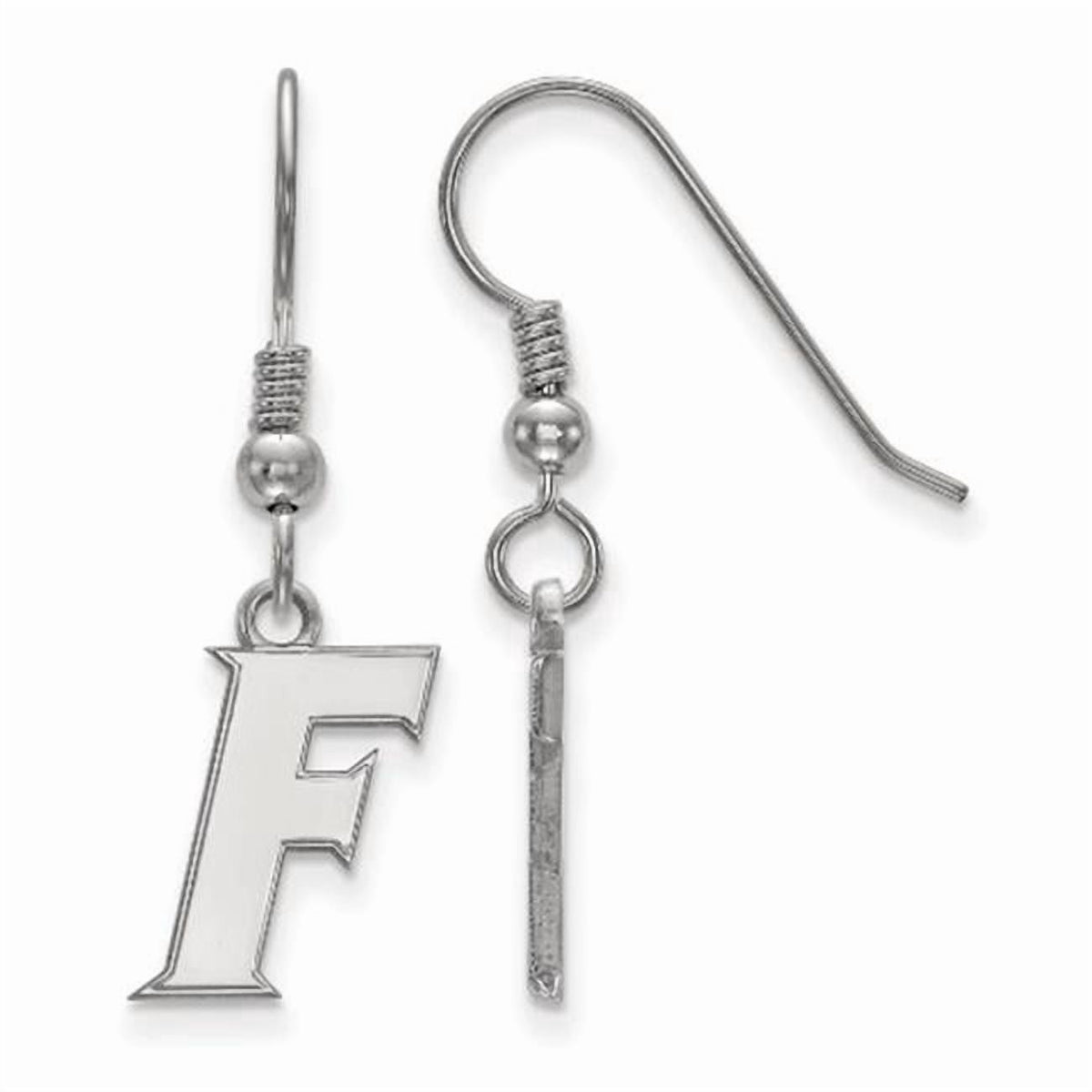Sterling Silver Rhodium-plated LogoArt University of Florida Letter F Small Dangle Wire Earrings Q-SS064UFL