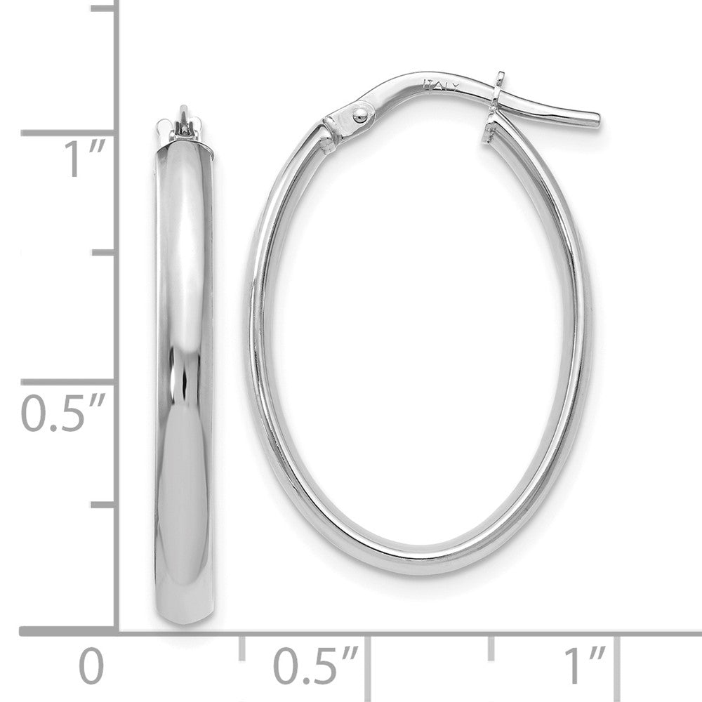 10K White Gold Polished Oval Hoop Earrings