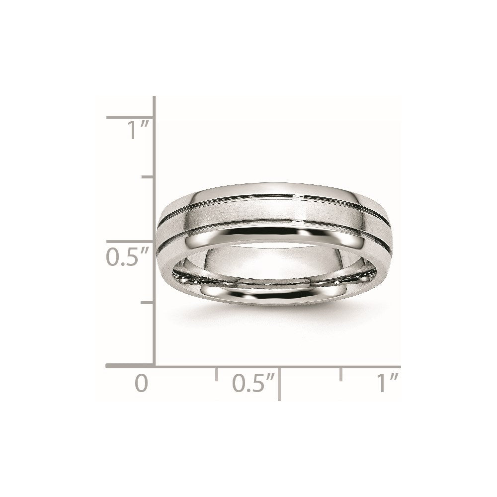 Cobalt Polished and Satin Grooved 6mm Band Size - 12