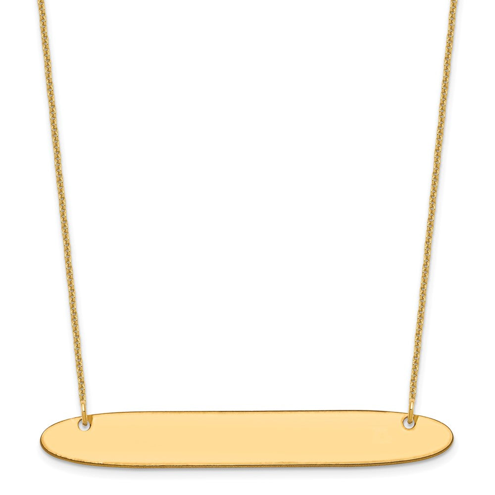 10k Yellow Gold Large Oblong Blank Bar Necklace
