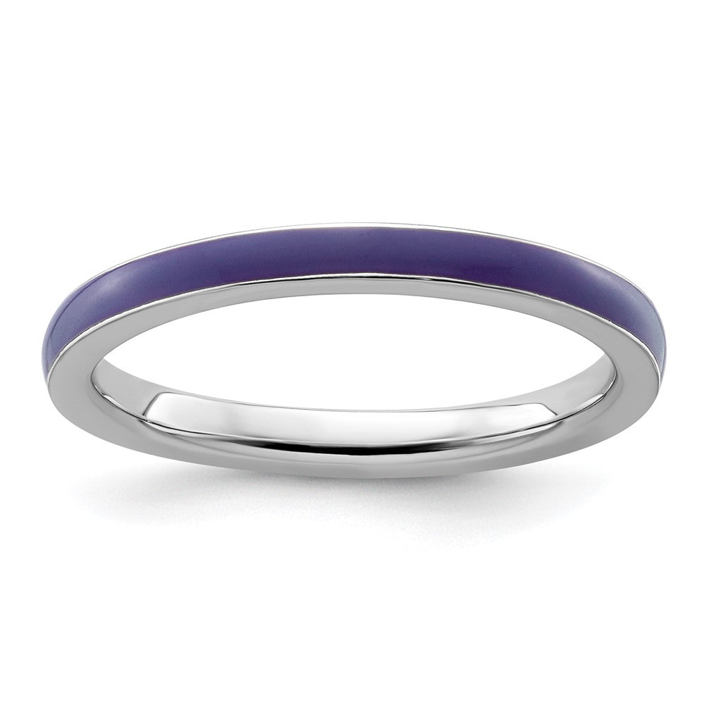 Sterling Silver Stackable Expressions Purple Enameled 2.25mm Ring Size -10