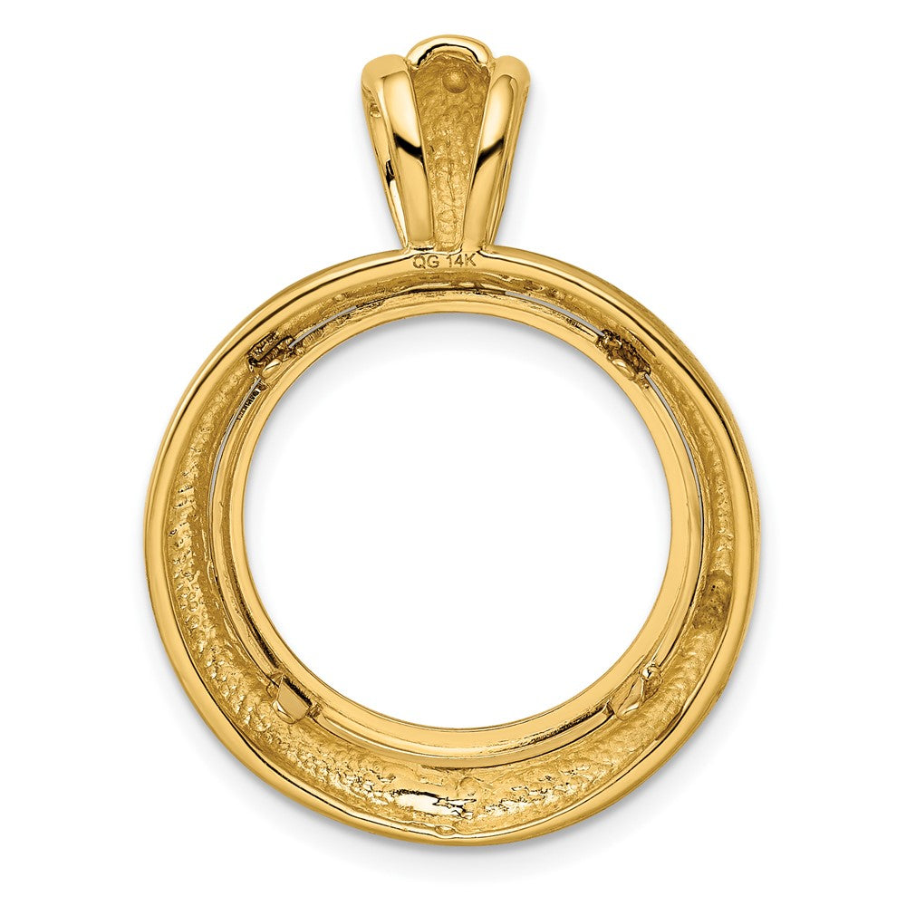 Wideband Distinguished Coin Jewelry 14k Polished Concentric Circle 17.8mm Prong Coin Bezel Pendant