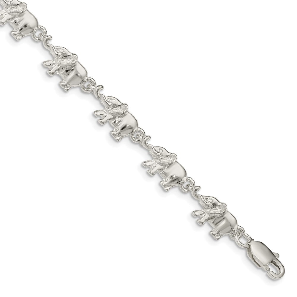 Sterling Silver Elephants Bracelet 7 inches