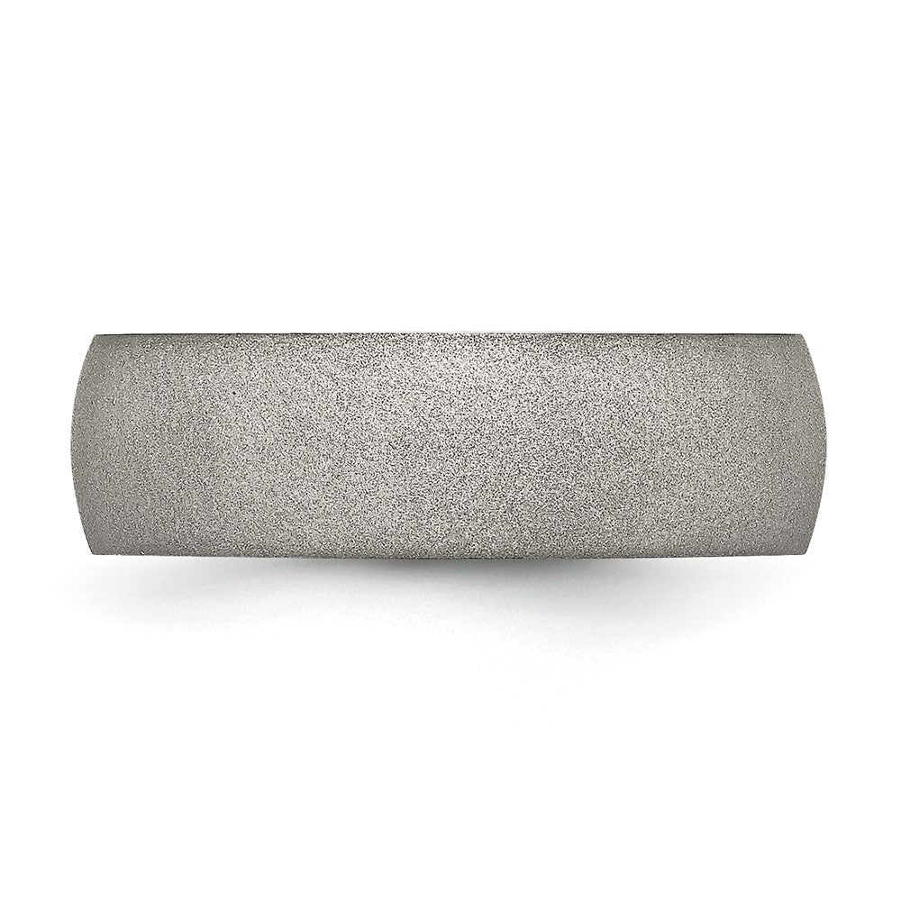 Stainless Steel Polished w/Stone Finish 7mm Band Size - 7.5