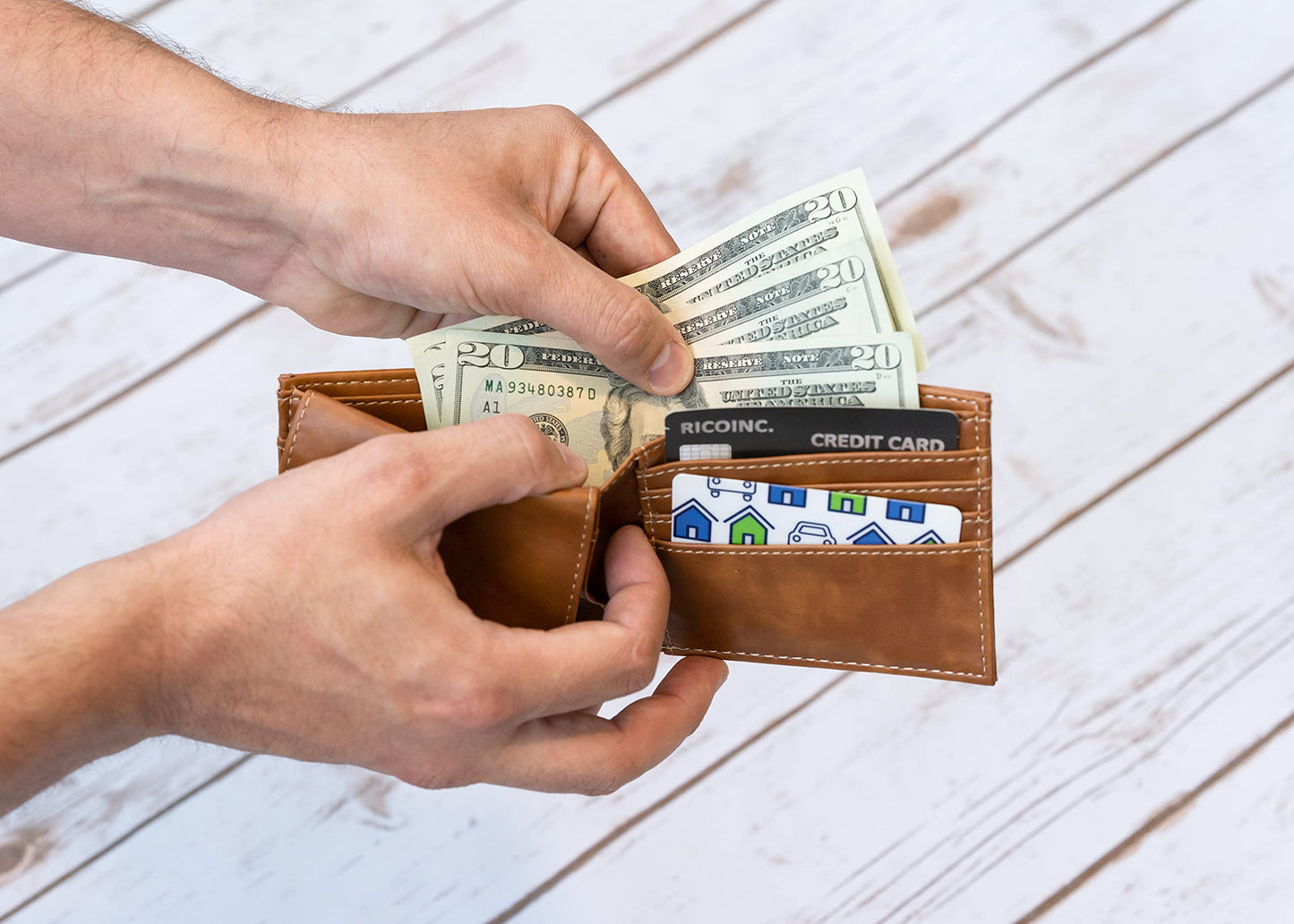 NHL Washington Capitals Brown Faux Leather Bi-fold Wallet with 4 Card Slots and Flip-up ID Window QGC7375