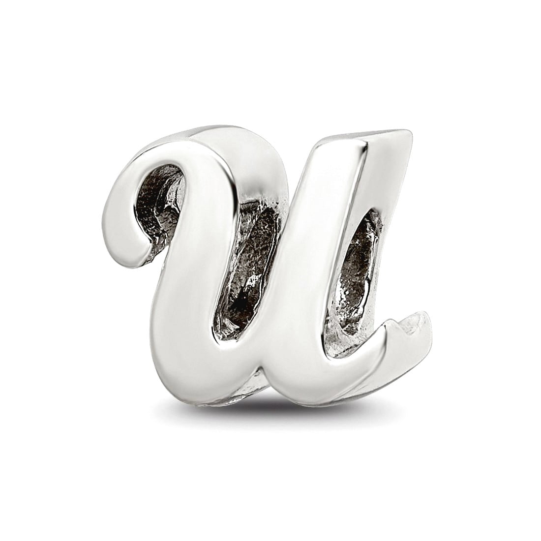 925 Sterling Silver Polished Reflections Letter Name Personalized Monogram Initial U Script Bead Charm 10.91x11.82mm Wid