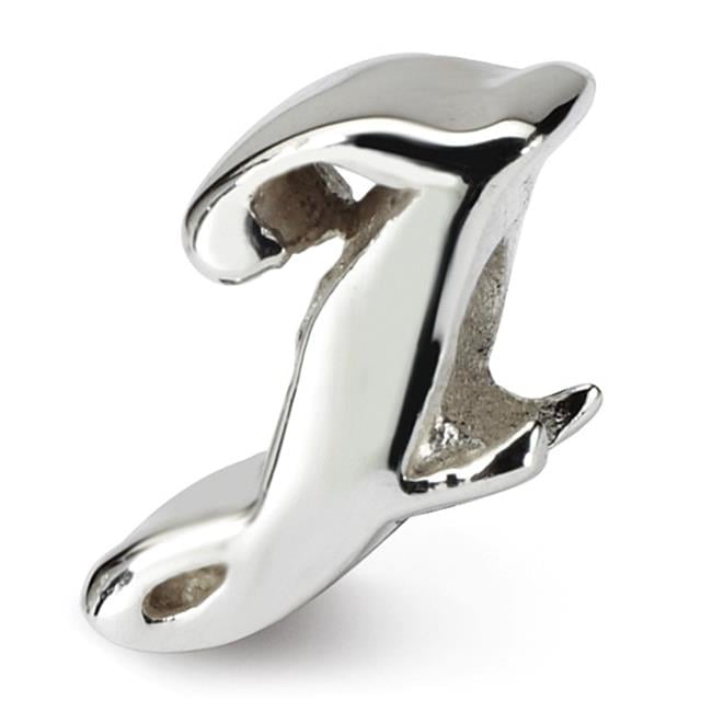 Reflection Beads QRS1430J Sterling Silver Letter J Script Bead