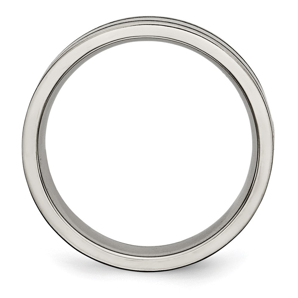 Titanium Brushed Enameled Flat 6mm Band Size - 6