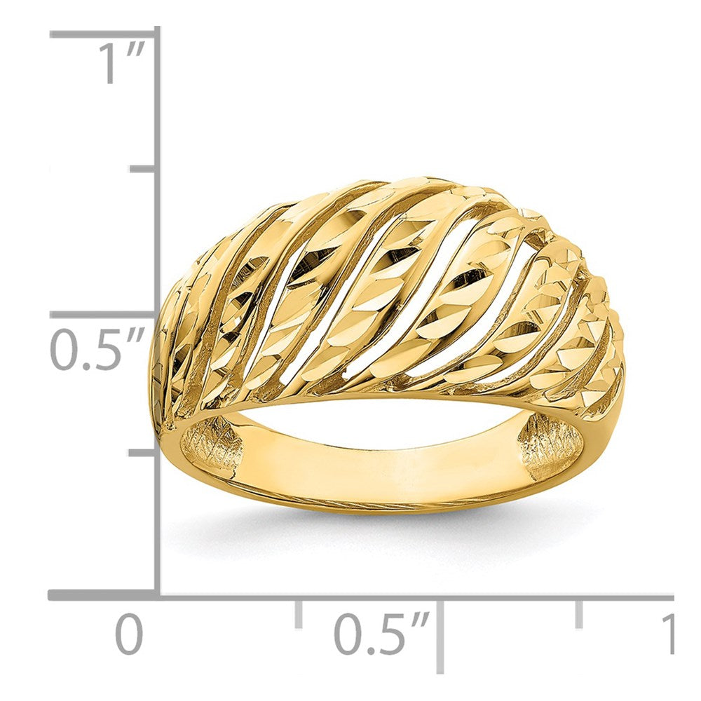 14K Open Slash Diamond-cut Dome Ring Size 7