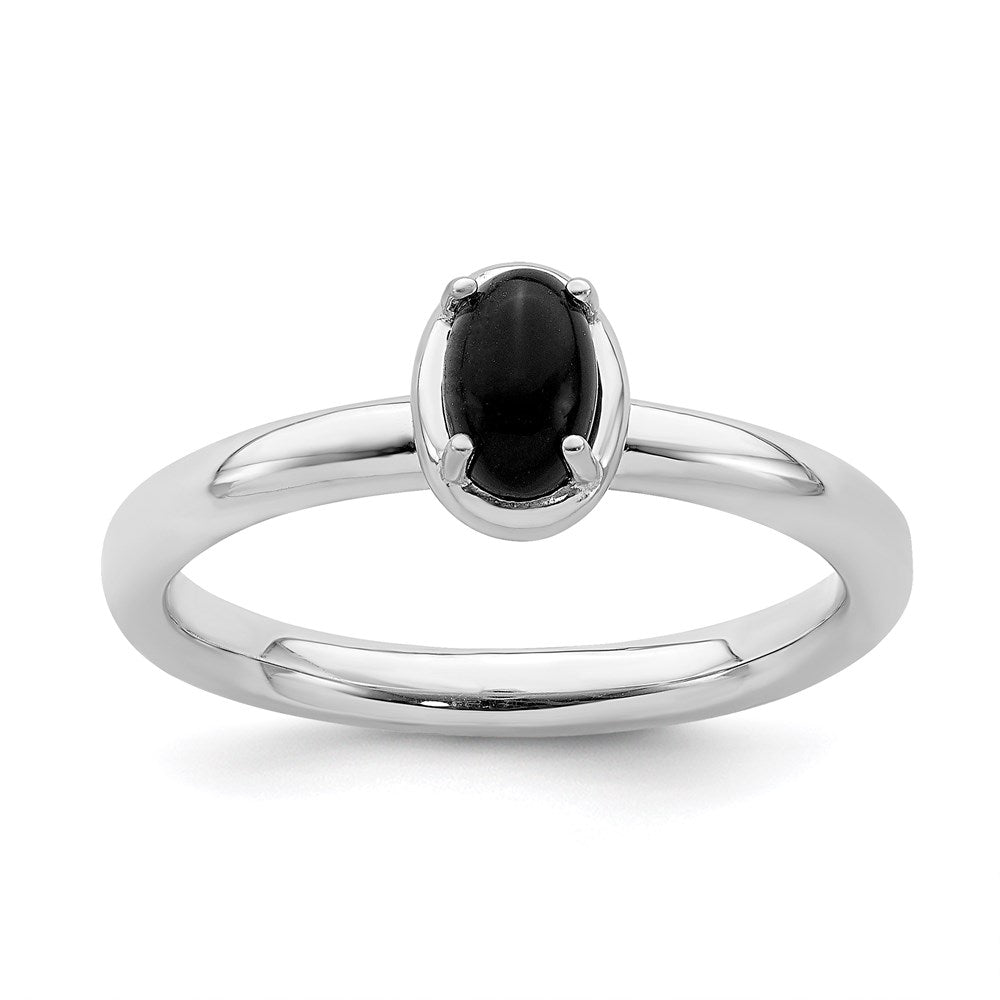 Sterling Silver Stackable Expressions Onyx Polished Ring Size -6