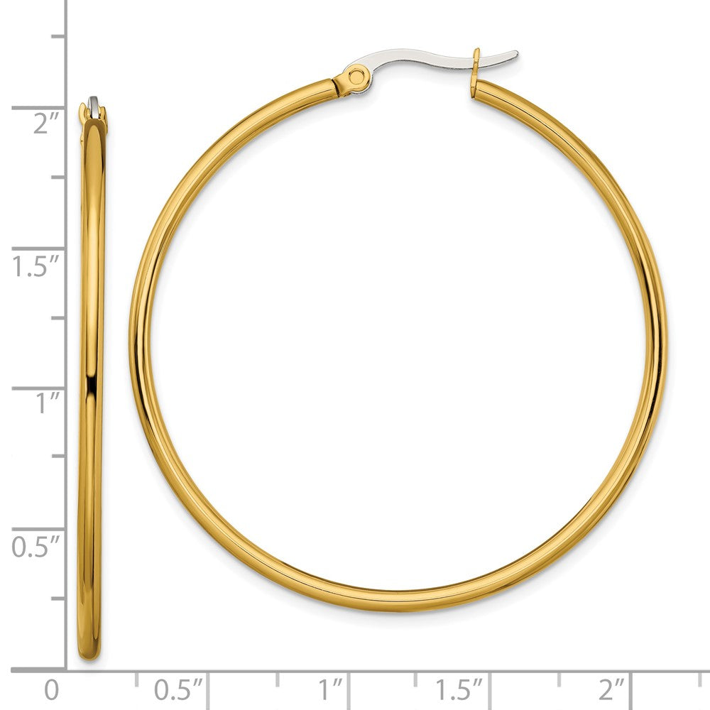 Stainless Steel Polished Yellow IP-plated 48mm Diameter Hoop Earrings