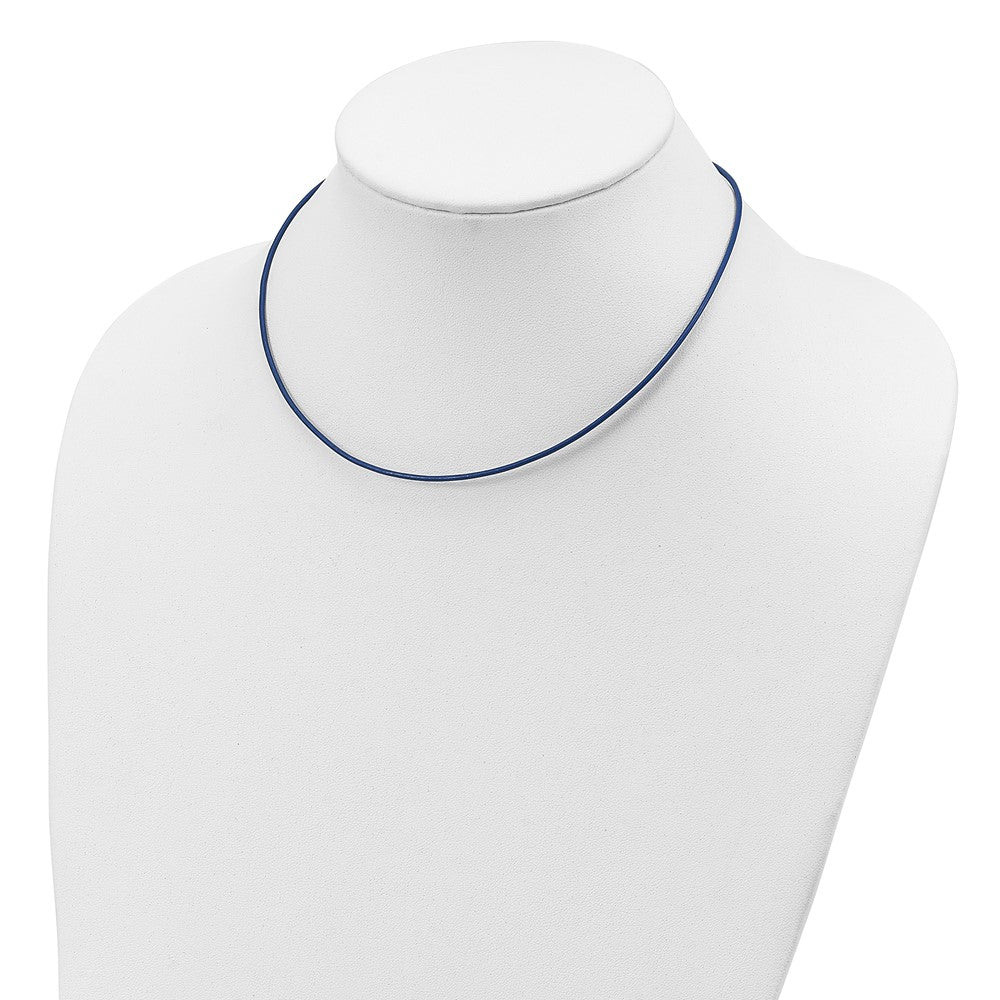 Sterling Silver 18inch 1.5mm Royal Blue Leather Cord Necklace 18 Inches