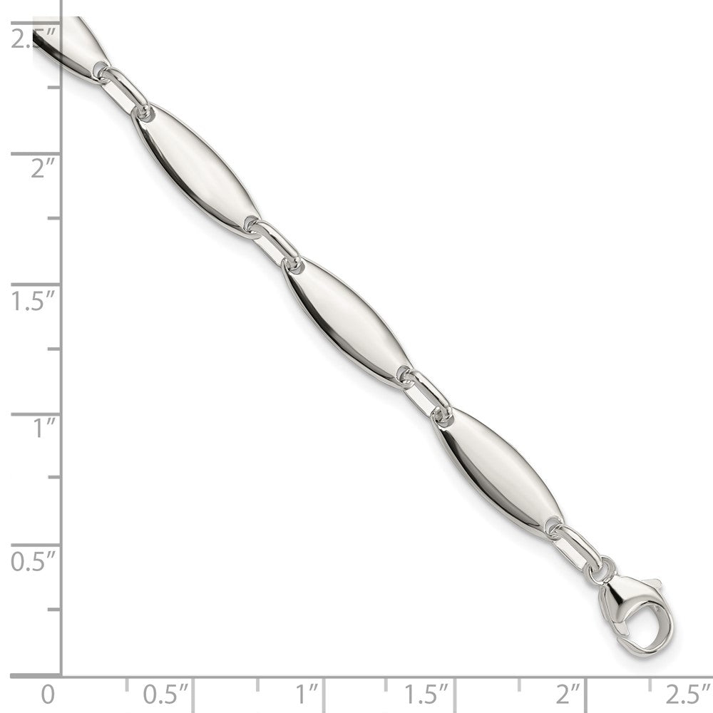 Sterling Silver Polished Link w/ 1 in ext. Bracelet 8 inches