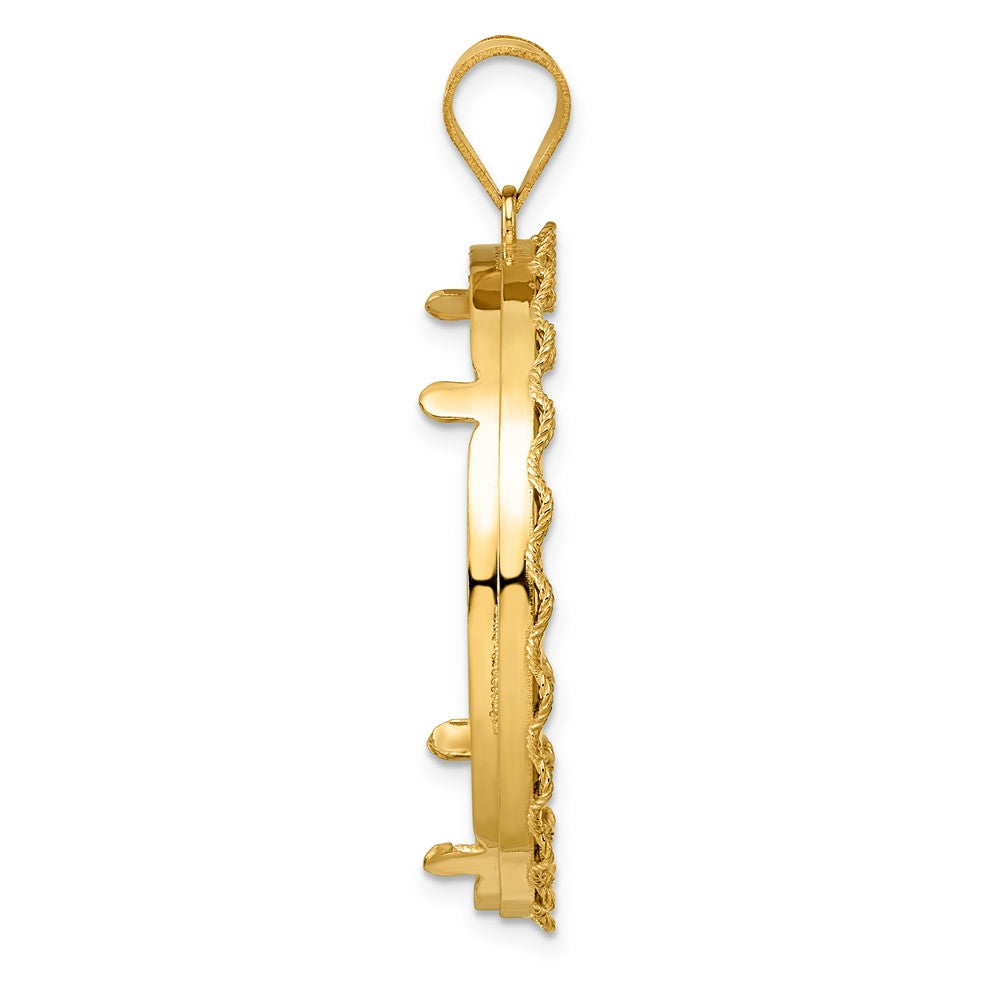 14k Diamond Cut Rope with 32.7mm Prong Coin Bezel Pendant
