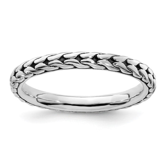 Sterling Silver Stackable Expressions Antiqued Ring Size -8