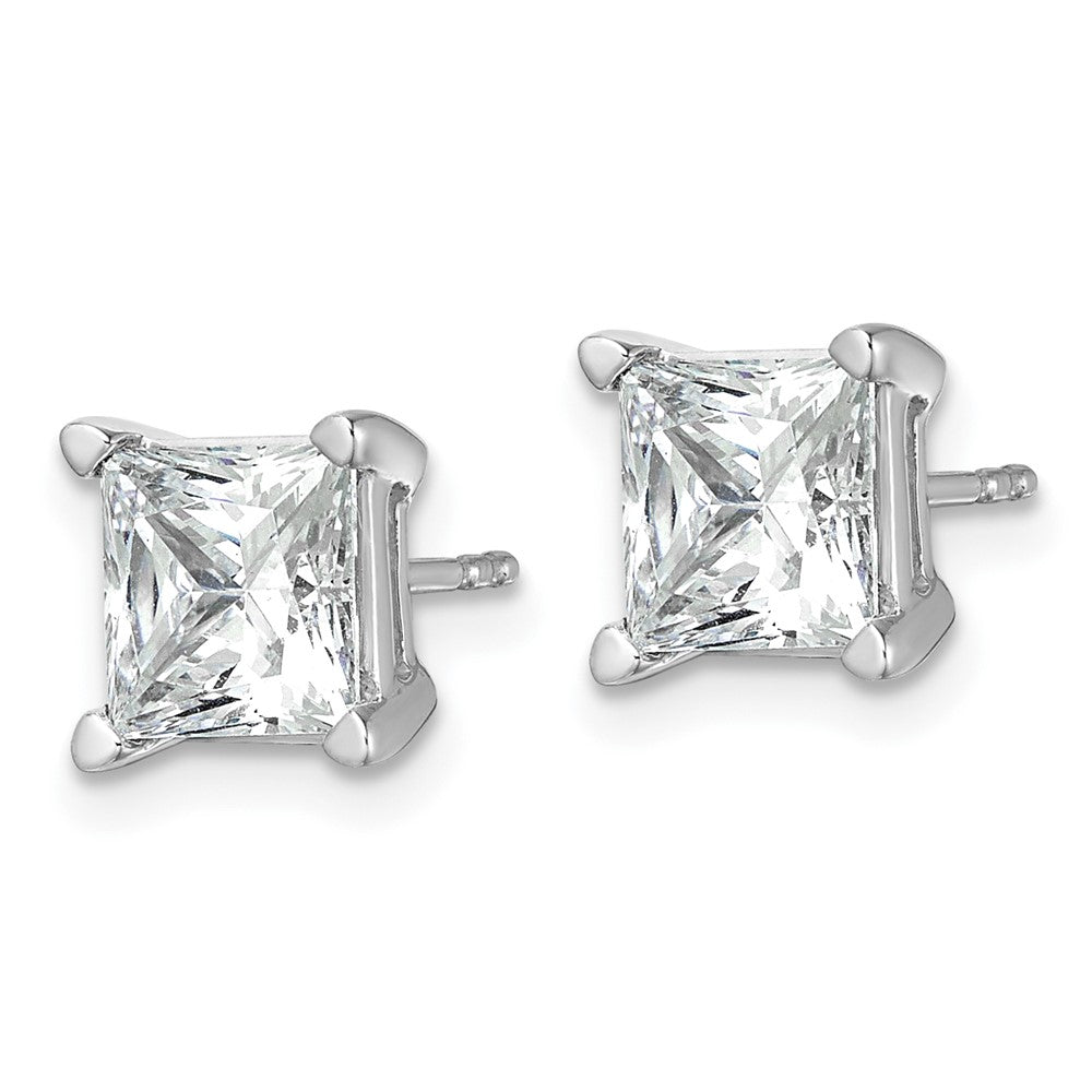 True Origin 14K White Gold 5 Carat Lab Grown Diamond VS+ F+ Princess 4-Prong Heavy Weight Complete Stud Earrings
