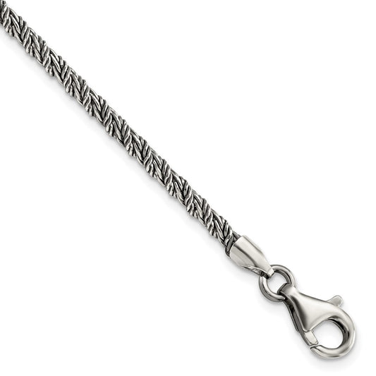 Sterling Silver Antiqued Polished Rope Bracelet 8 inches