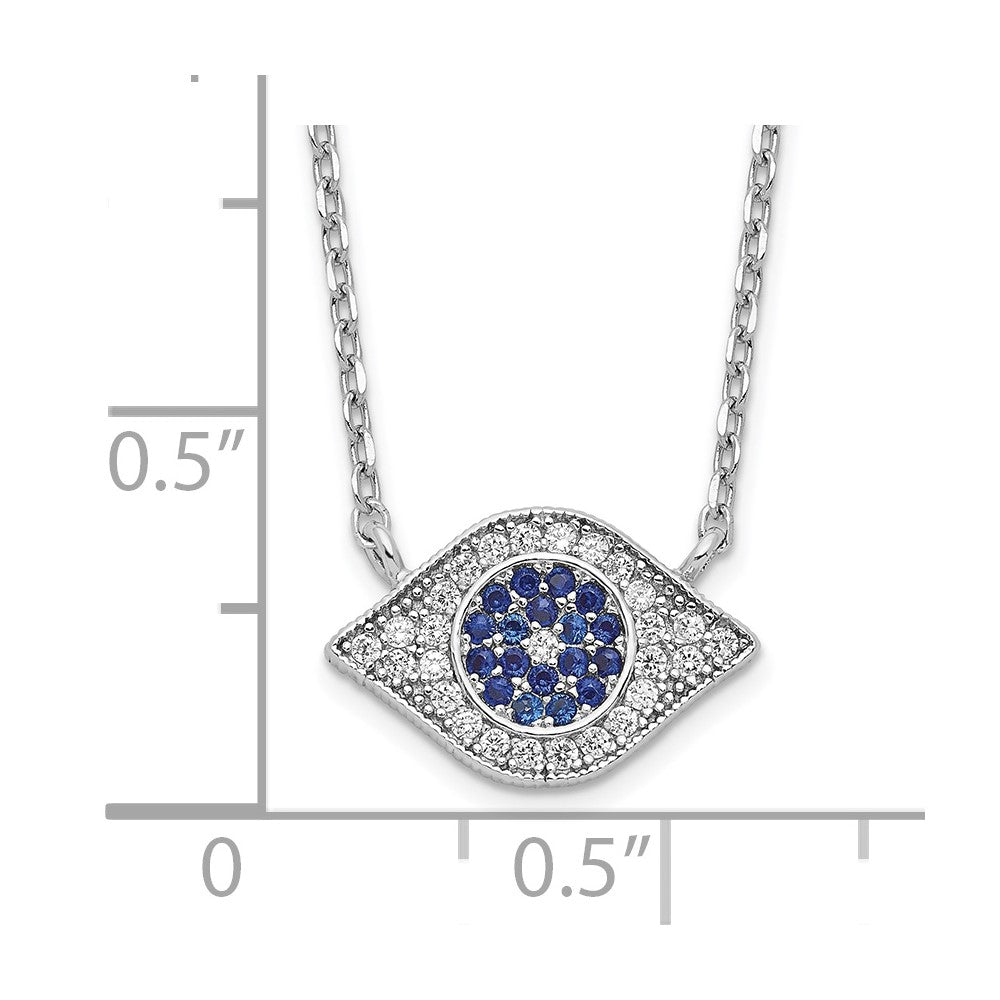 Sterling Silver Rhodium-plated Polished CZ Eye 17 inch Necklace 17 Inches
