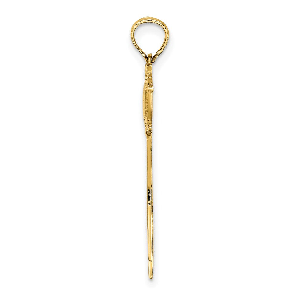 14K Polished Bird w/ Long Tail Charm