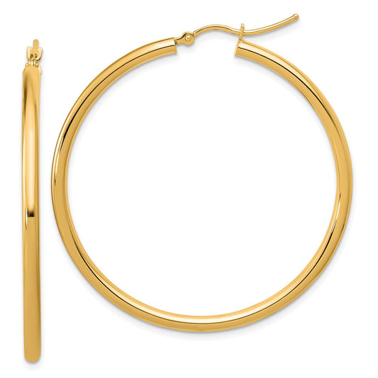 14k Polished 2.5mm Lightweight Tube Hoop Earrings