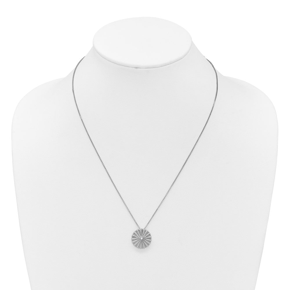 White Ice Sterling Silver Rhodium-plated Fanned Circle with a Diamond 18 inch Necklace plus 2 inch Extender