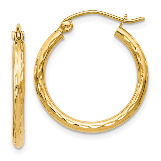 14K D/C Hinged Hoop Earrings