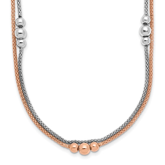Sterling Silver Rhodium and Rose-tone w/1.75in ext. Necklace