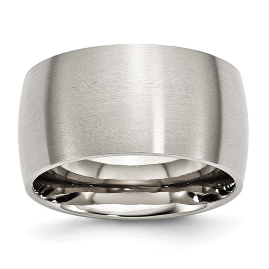 Stainless Steel Brushed 12mm Half Round Band Size - 12.5