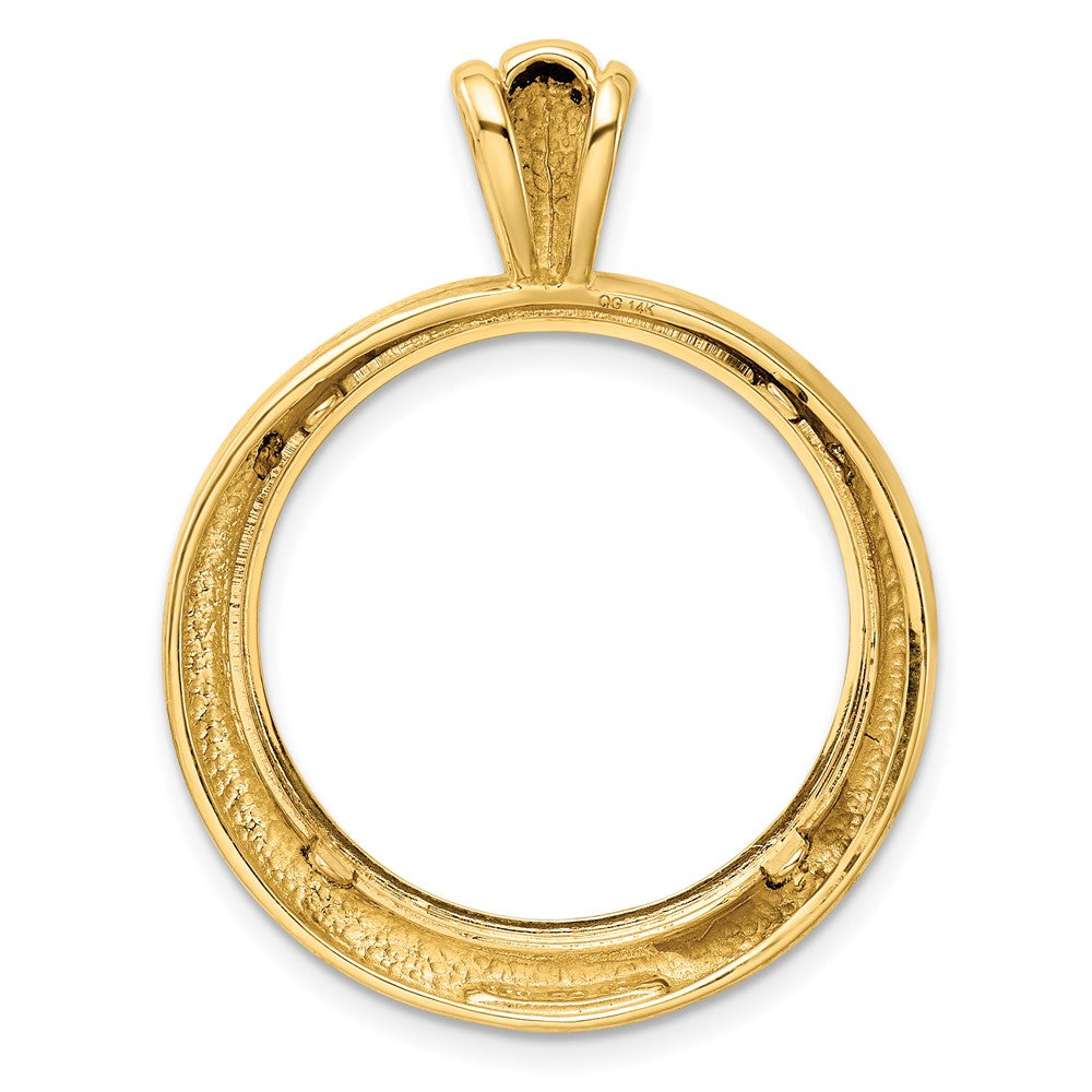 Wideband Distinguished Coin Jewelry 14k Polished Concentric Circle 22.0mm Prong Coin Bezel Pendant