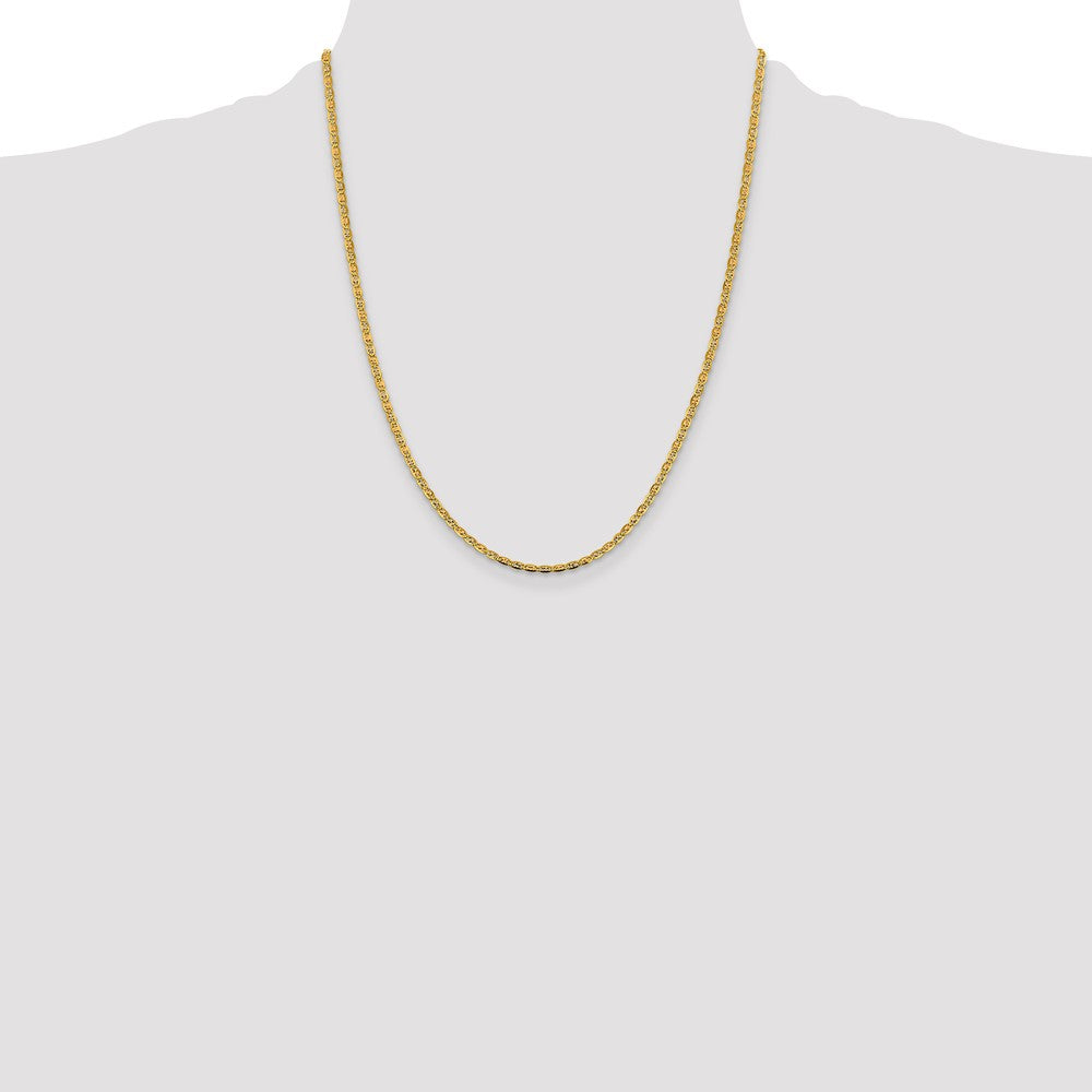 14K 22 inch 2.75mm Tri-color Pav‚ Valentino with Lobster Clasp Chain