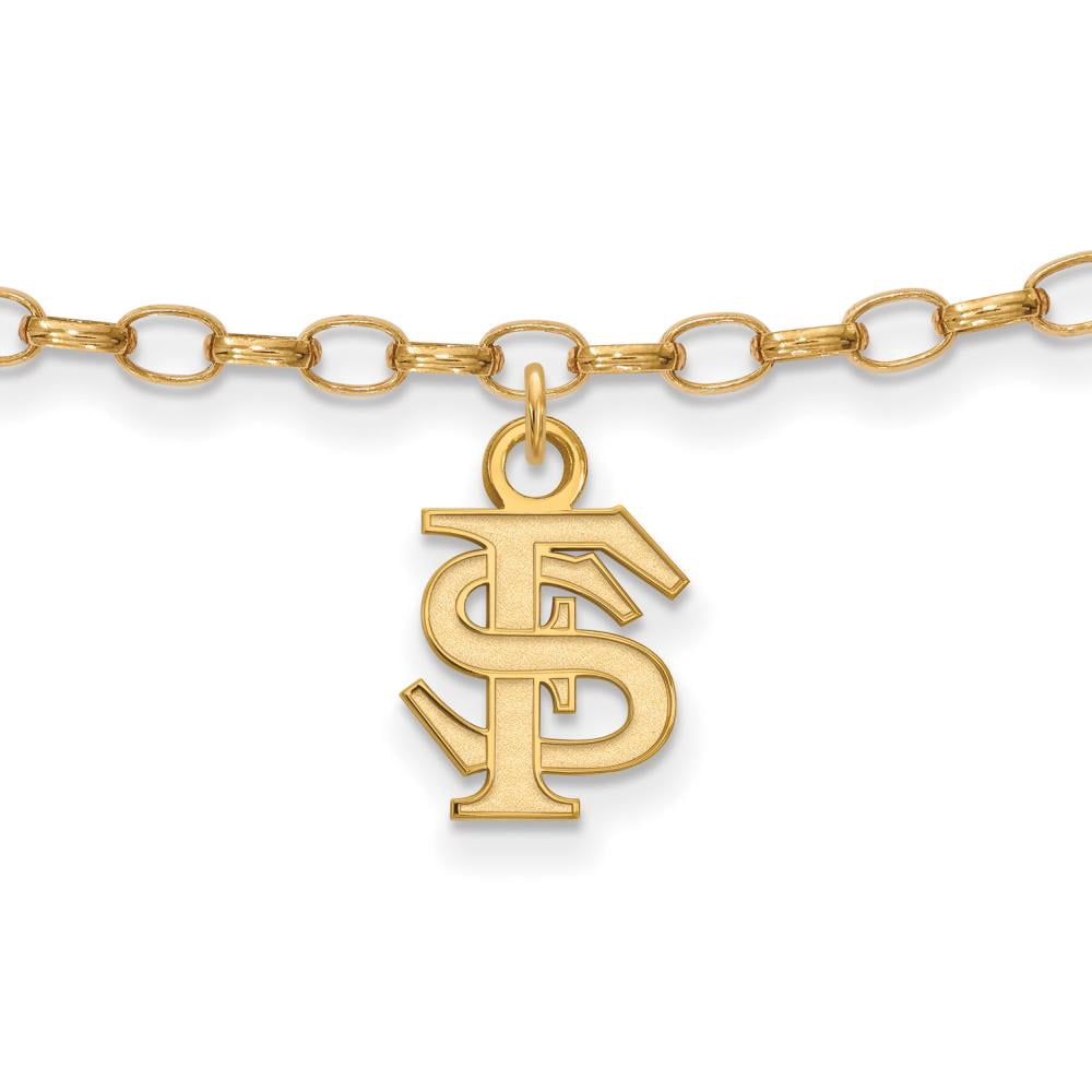 Sterling Silver Gold-plated LogoArt Florida State University 9 inch Anklet QGP030FSU