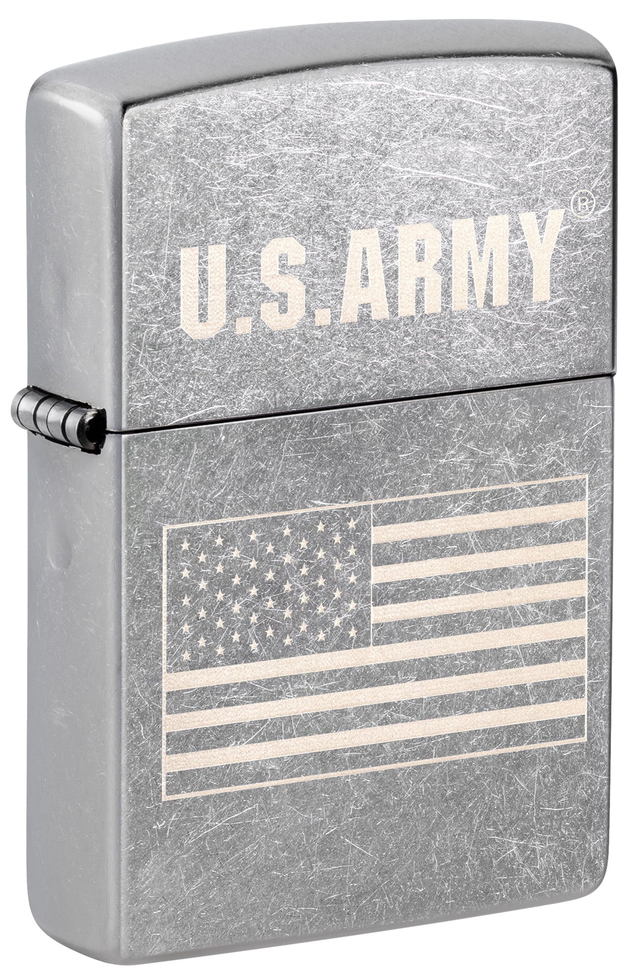 Zippo U.S. Army US Flag Laser Engrave Street Chrome Pocket Lighter