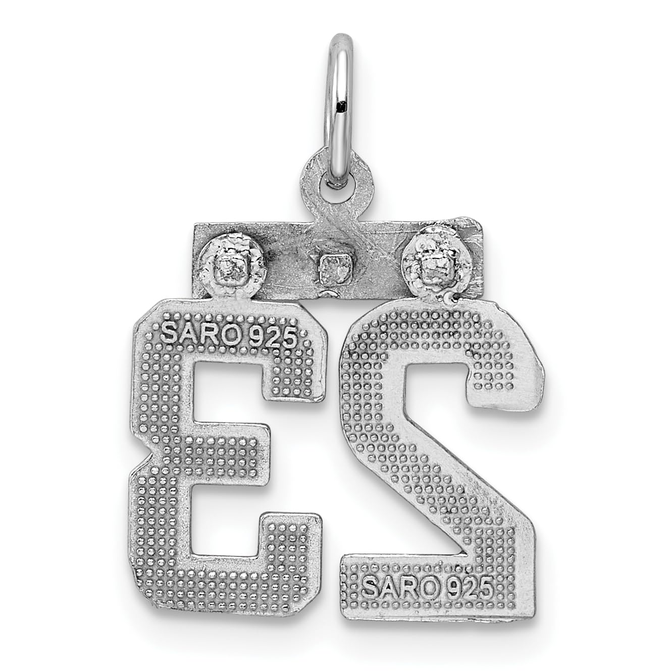Sterling Silver Rhodium-plated Diamond-cut #23 Charm