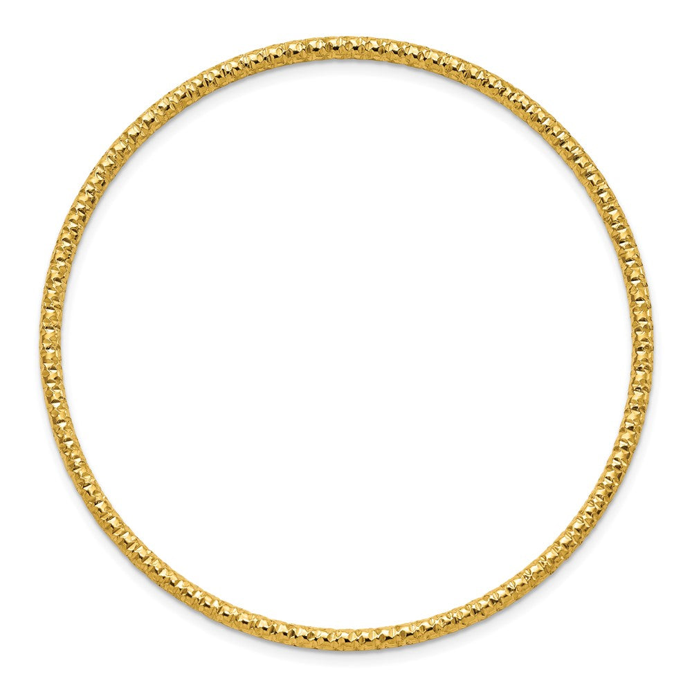 Stainless Steel Polished Textured Yellow IP-plated 2mm Slip on Bangle 8 inches