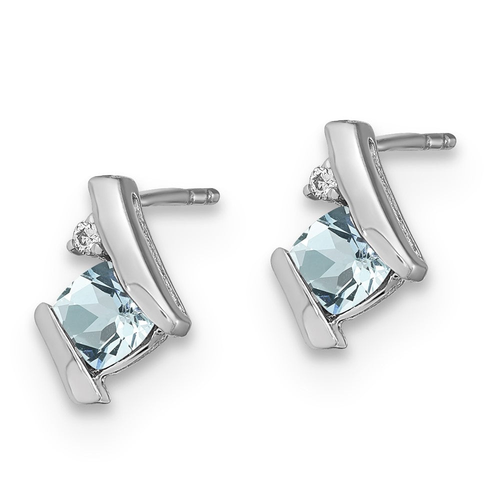 SS Aquamarine & Diamond Earrings