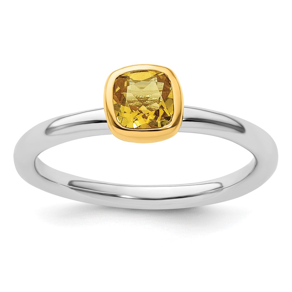 Sterling Silver Stackable Expressions w/Gold-plated Citrine Ring Size -8