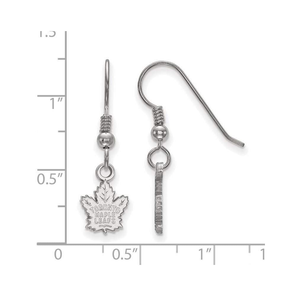 Sterling Silver Rhodium Plated NHL Toronto Maple Leafs XS Dangle Earrings