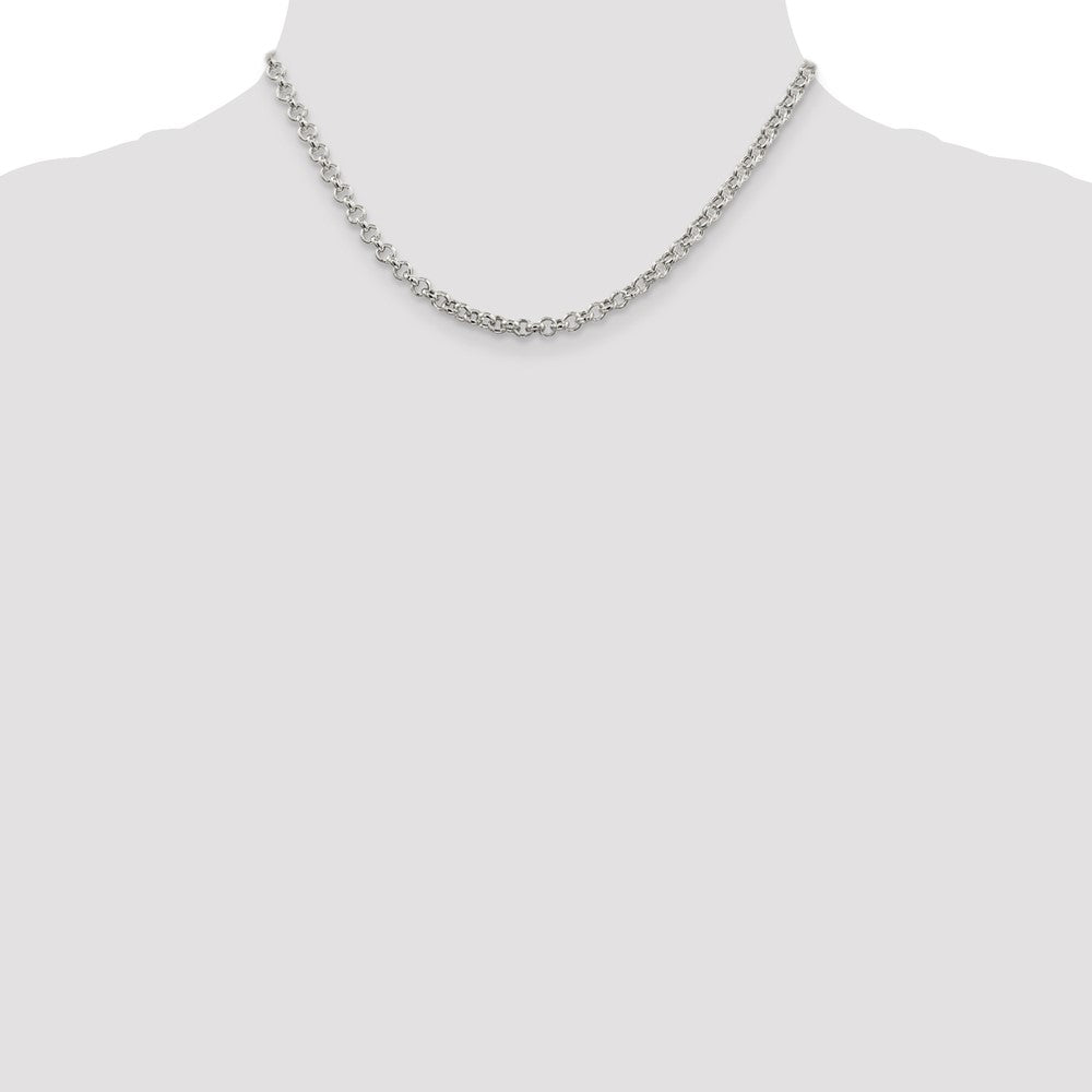 Sterling Silver 4.25mm Semi-solid Rolo Chain 16 Inches