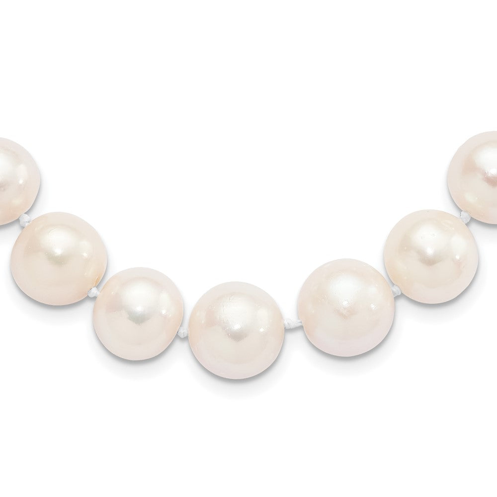 Sterling Silver Rhodium-plated 11-12mm White Near-Round Freshwater Cultured Pearl 18 inch Necklace 18 Inches