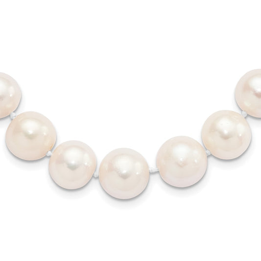 Sterling Silver Rhodium-plated 11-12mm White Near-Round Freshwater Cultured Pearl 18 inch Necklace 18 Inches