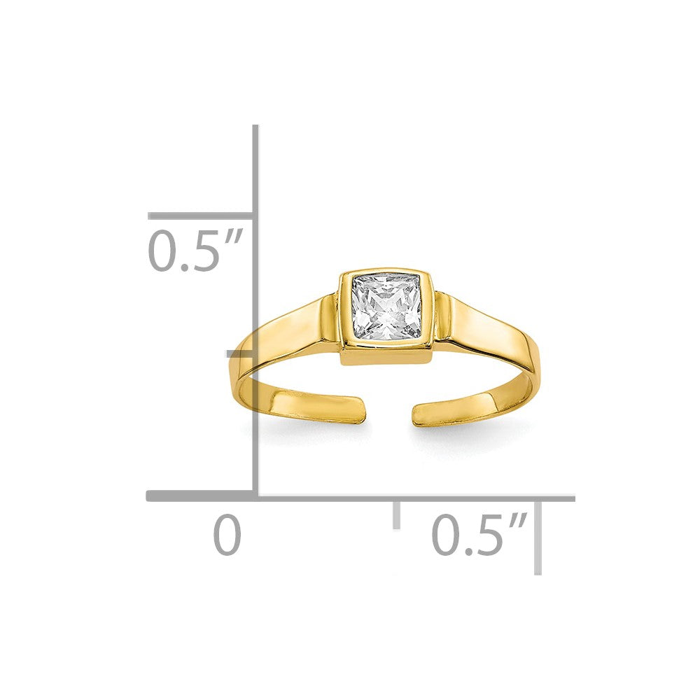 10k CZ Toe Ring Size 3